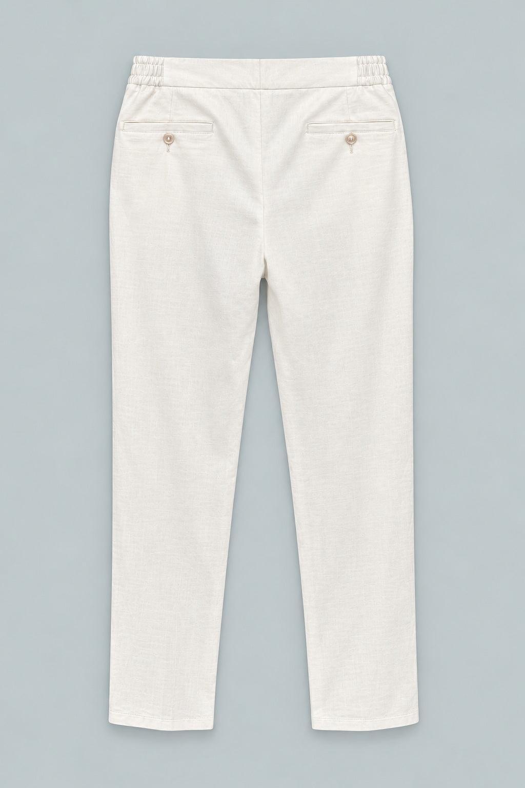 Linen Drawstring Trouser - White