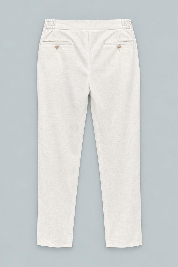 Linen Drawstring Trouser - White