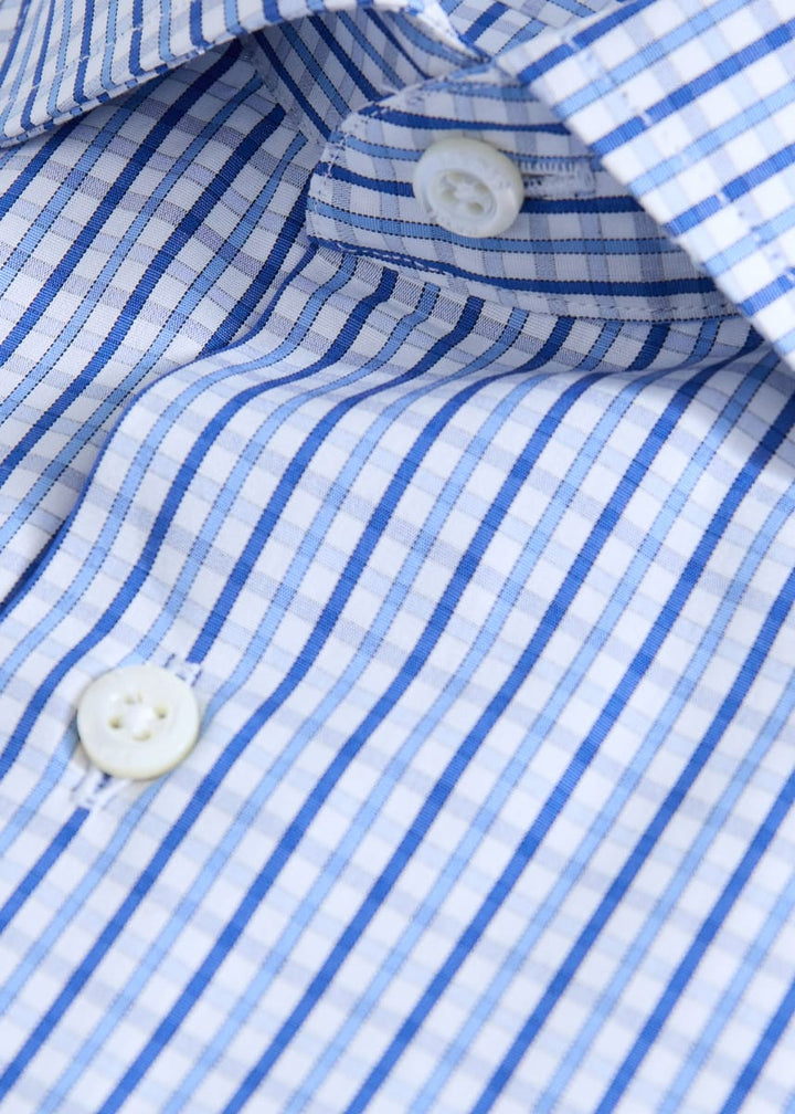 Cotton Plaid Sport Shirt Classic Fit - Blue