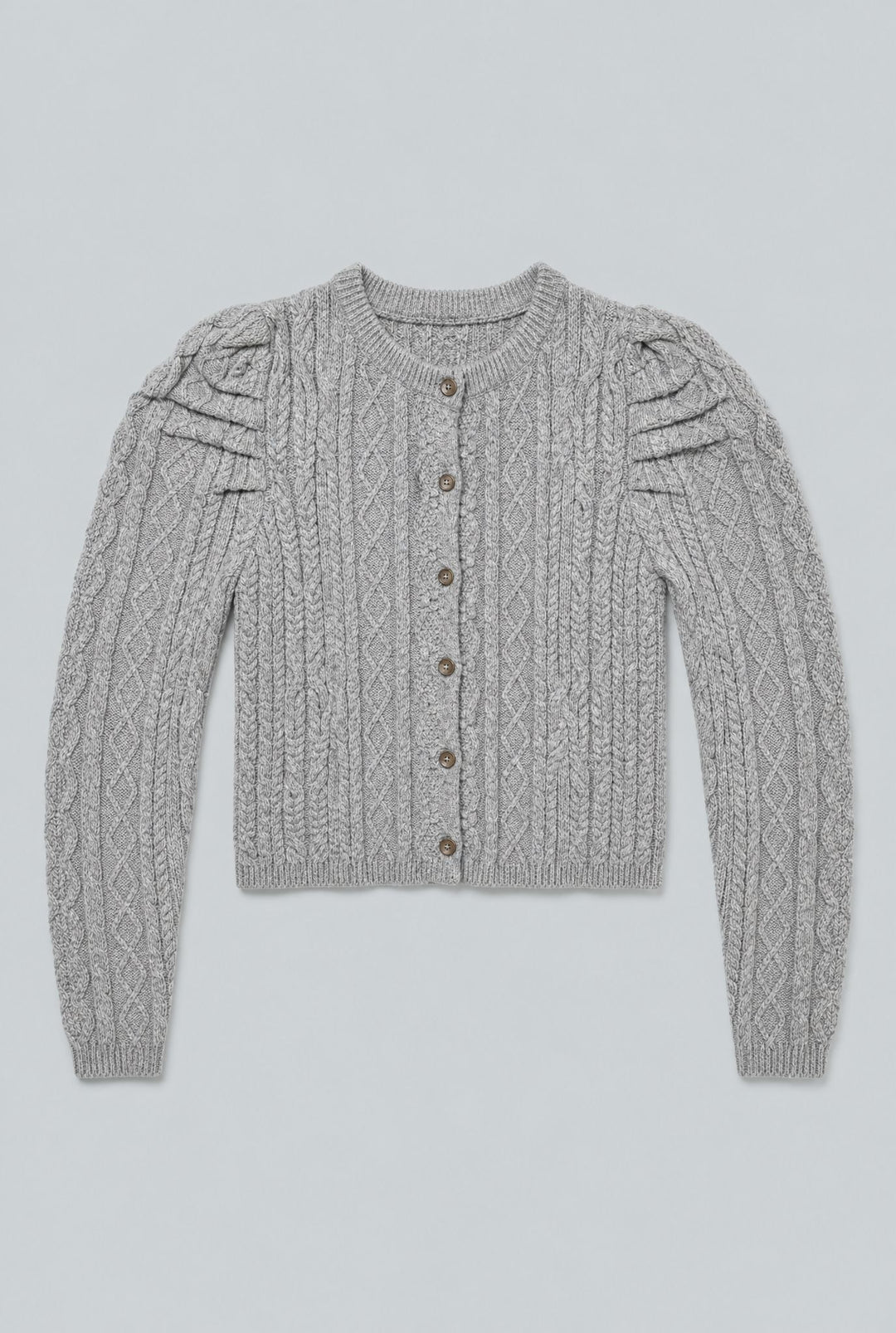 Puff Shoulder Cable Knit Cardigan