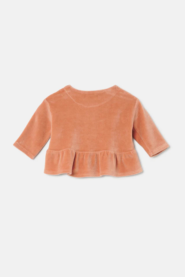 Velour Flounce Baby Jacket - Pink