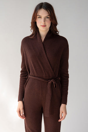 Wrap Neck Jumpsuit - Mahogany