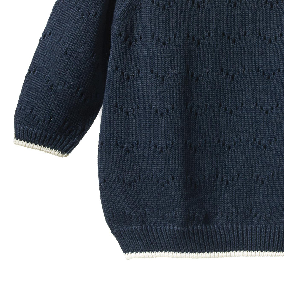 Long Sleeve Maeve Tee - Navy Pointelle