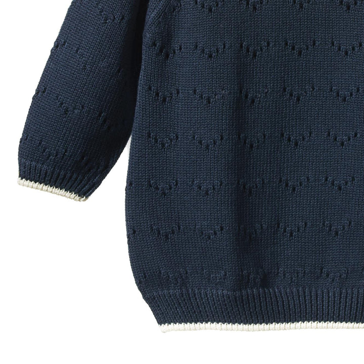 Long Sleeve Maeve Tee - Navy Pointelle