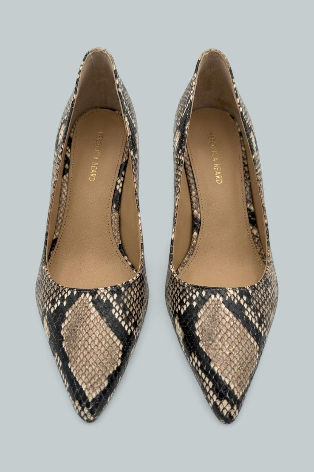 Rita Snake Embossed Leather Pumps - Ecru Multi