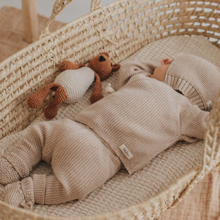 Newborn Sweater Knit Legging with Cuff - Cream Pink Pants Buho 