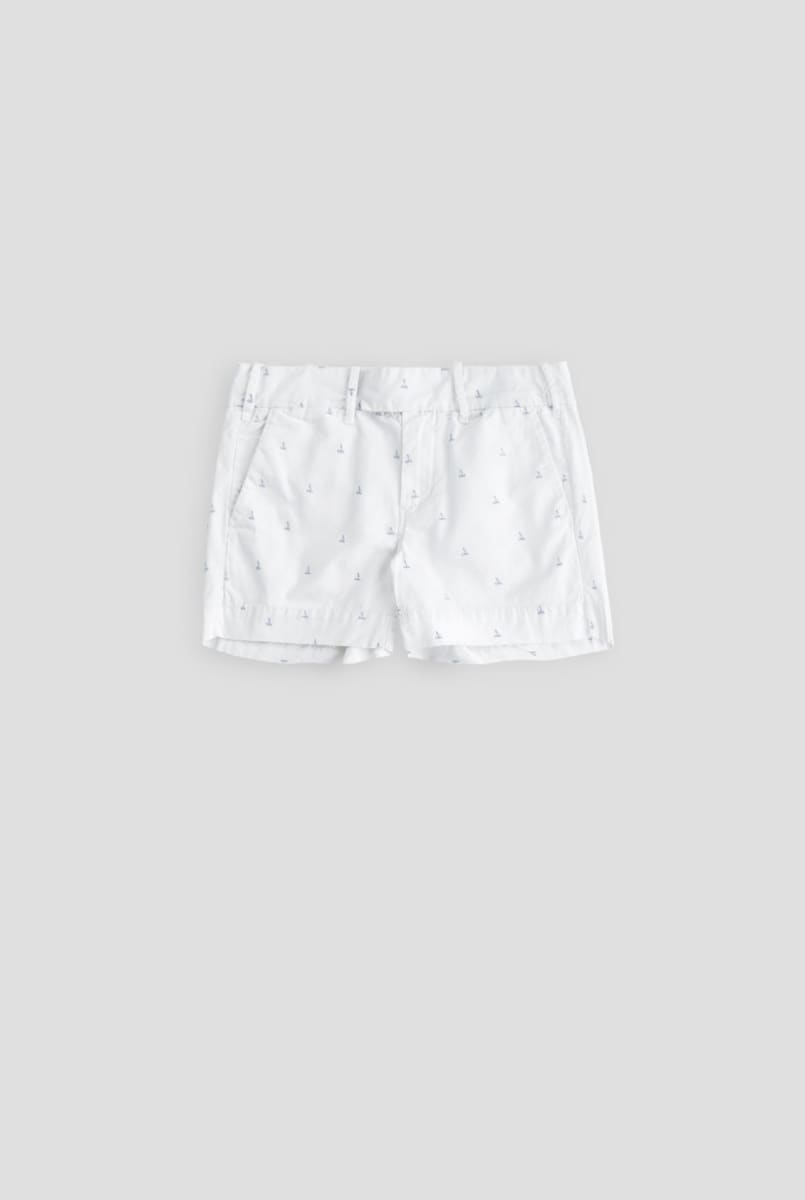 Boat Print 4" Short - White