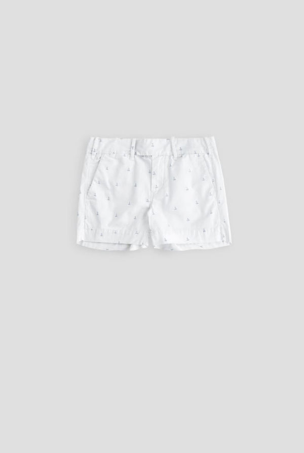 Boat Print 4" Short - White