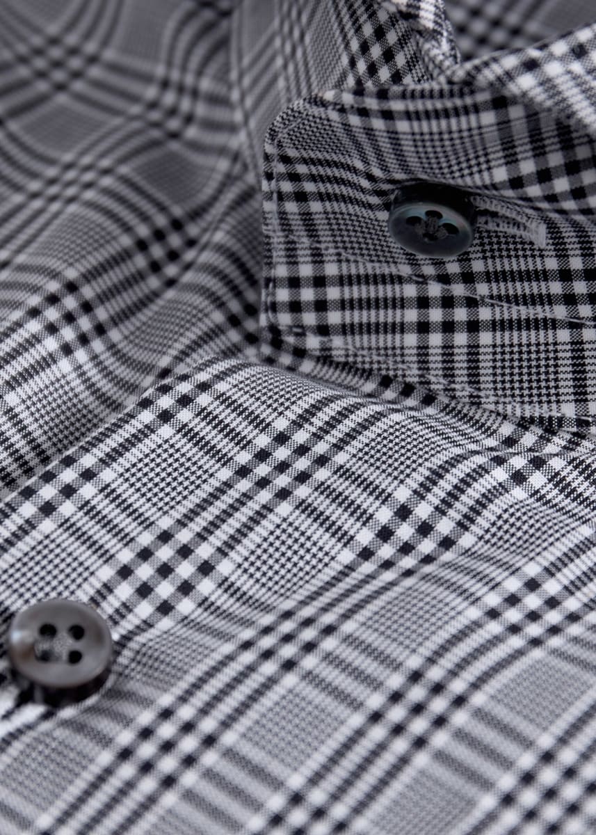 Mini Plaid Extreme Ctwy Cotton Dress Shirt - Black/White - Dress Shirt