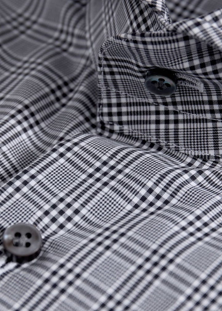 Mini Plaid Extreme Ctwy Cotton Dress Shirt - Black/White - Dress Shirt