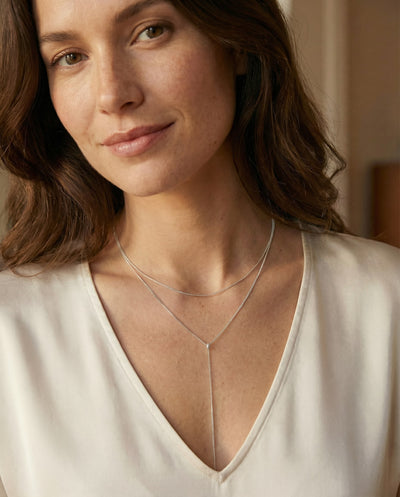 Layered Y Necklace - Silver