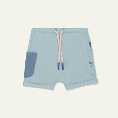Recycled Cotton Sterling Blue Baby Shorts - Sterling Blue
