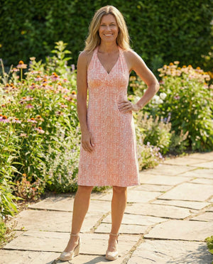 Orange Crossover Front Dress - Orange Geo