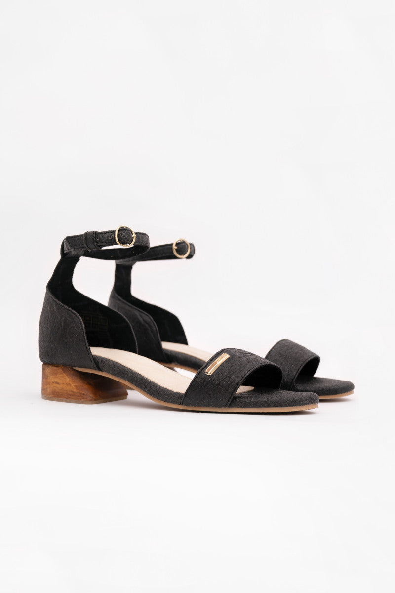 Chicago Ankle Strap Heels - Charcoal Black