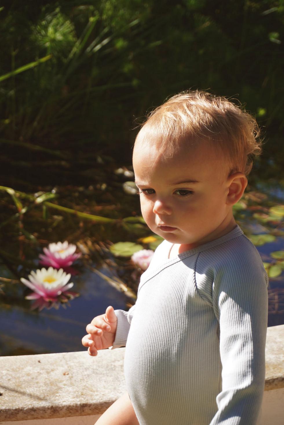 Organic Pima Cotton Kimono Baby Onesie - Light Blue