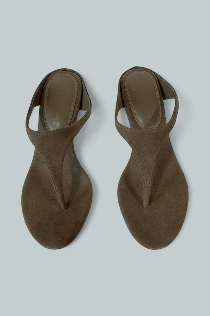 Women's Square Toe Thong Sandals - Taupe