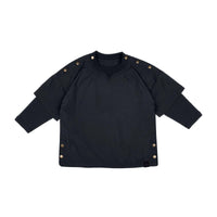 Kids Layered Nylon Top with Jersey Sleeve - Black