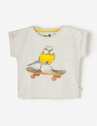 Organic Cap Sleeve Tee - Skateboard Birdie