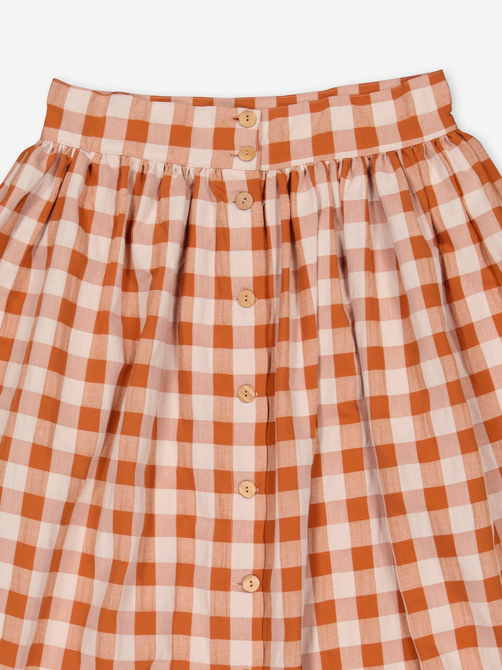 Brigitte Square Skirt - Rust Gingham