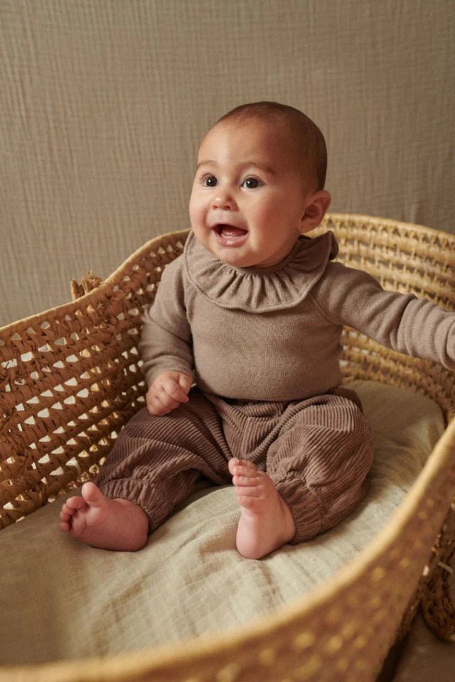 Knit Baby Bodysuit - Taupe