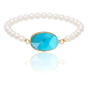 18k gold turquoise & Pearl Bracelet