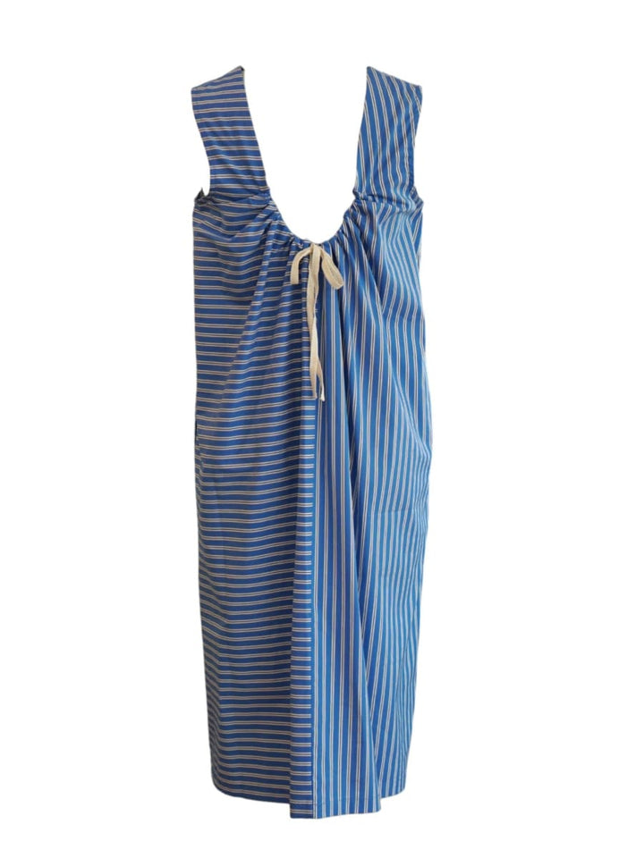 Reversible Uma Dress In Blue Striped Poplin