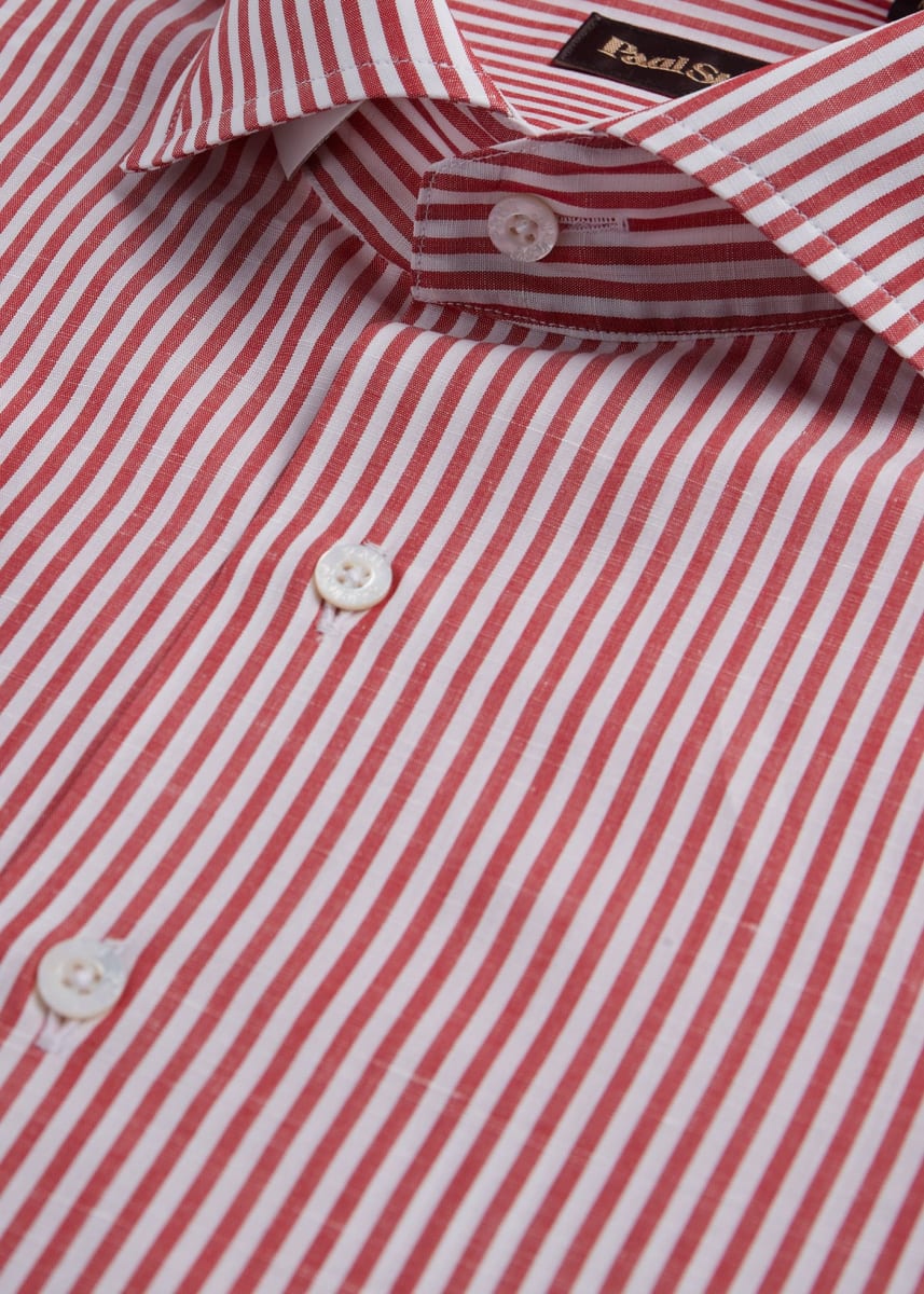 Bengal Stripe Cotton & Linen Sport Shirt - Red