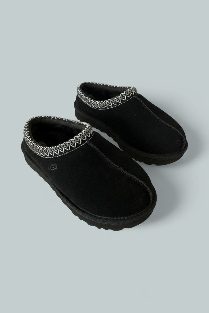 Tasman Suede Slip-On Mules - Black