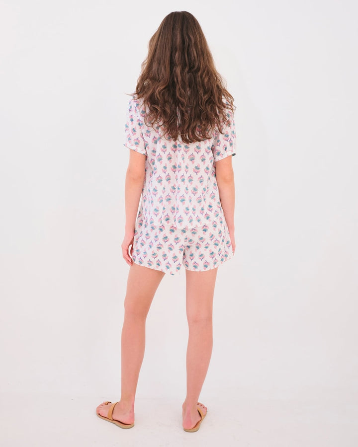 Shela Shorts - Tiny Lotus Pink Teal