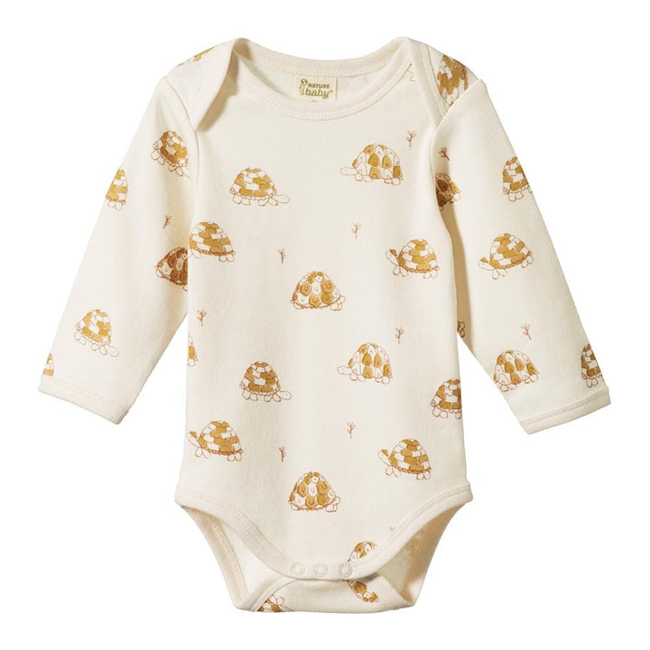 Long Sleeve Bodysuit - Tortoise Print Bodysuits + Onesies Nature Baby 