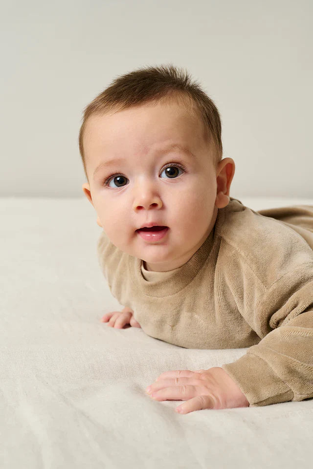 Velour Baby Sweatshirt - Beige - Crewneck Sweatshirt