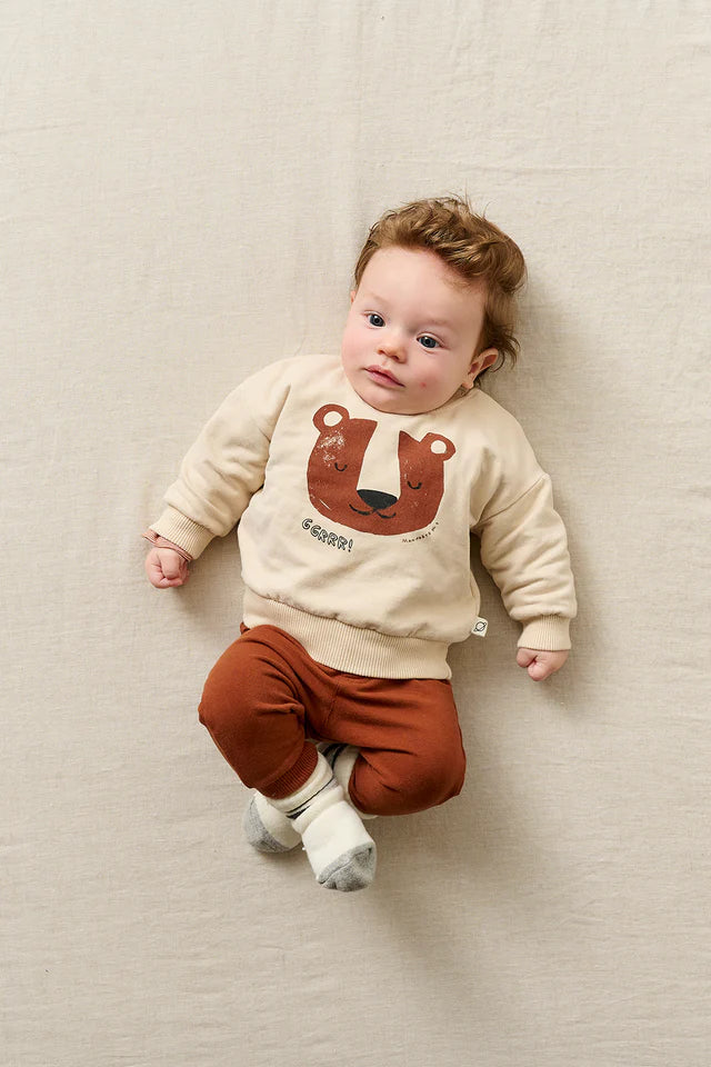 Soft Touch Baby Sweatshirt Bear - Stone