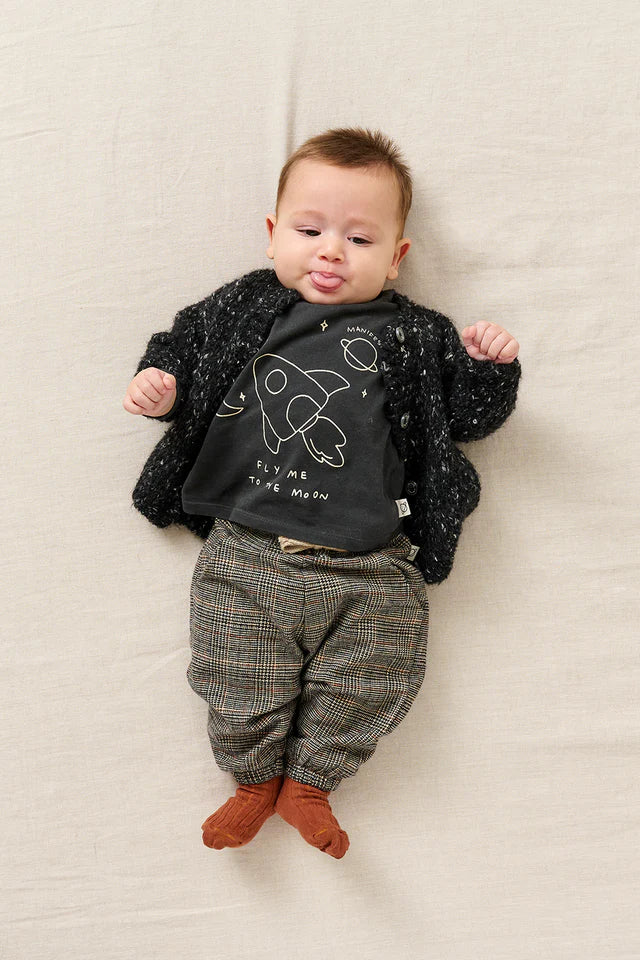 Print Baby T-Shirt Moon - Dark Grey