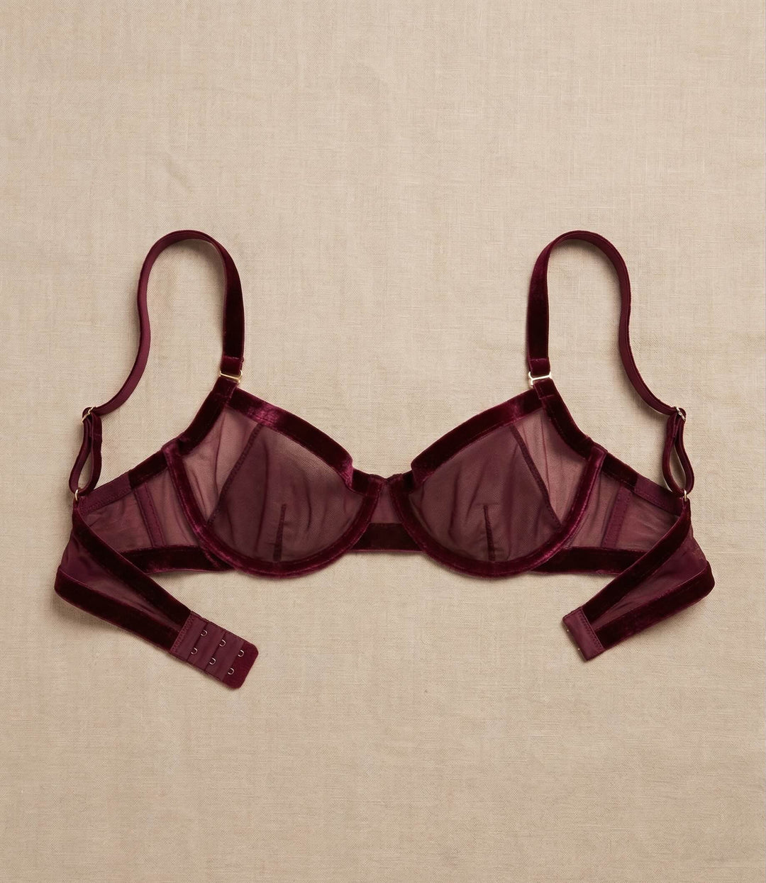 Loud & Proud Demi Bra - Burgundy & Sheer - Bra