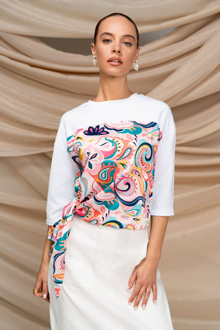 Sandra Top - White Paisley