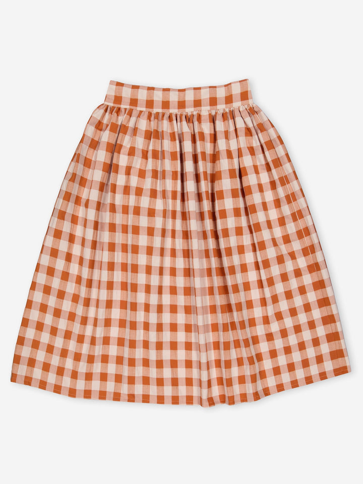 Brigitte Square Skirt - Rust Gingham