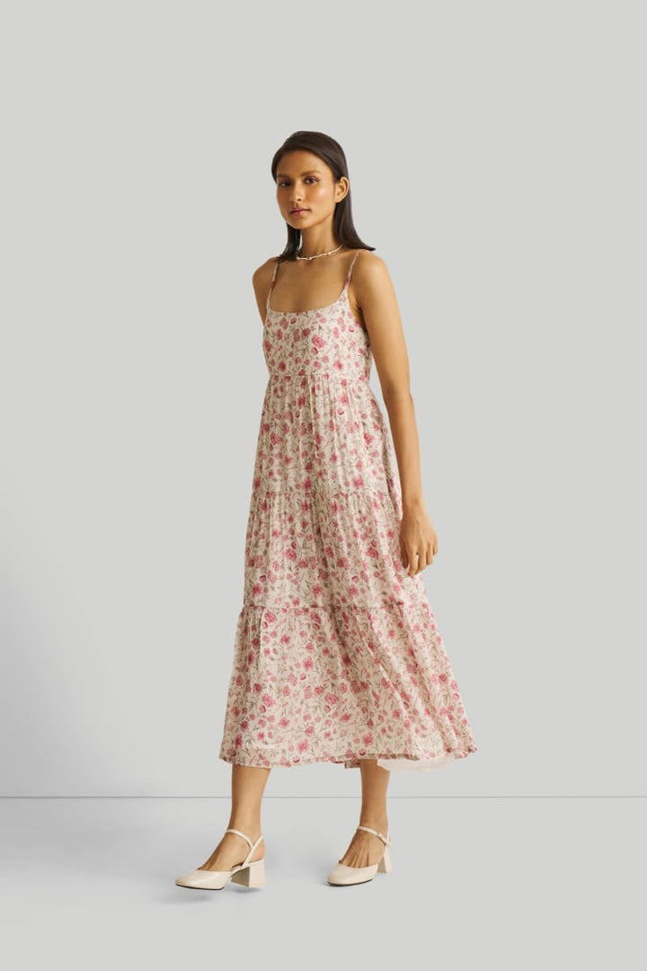 Strappy Tiered Maxi Dress - Petal Fusion