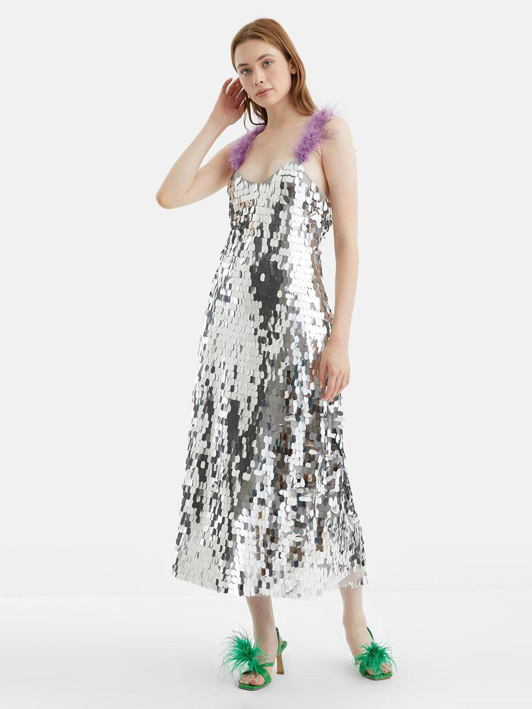 Sequined Long Dress - Silver
