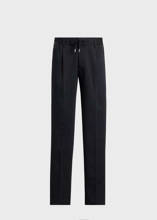 Wool & Cotton Jersey Drawstring Pant - Black