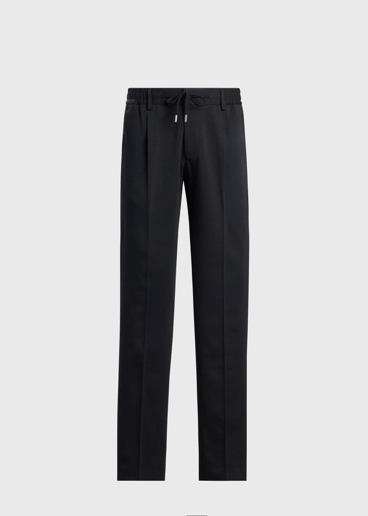 Wool & Cotton Jersey Drawstring Pant - Black