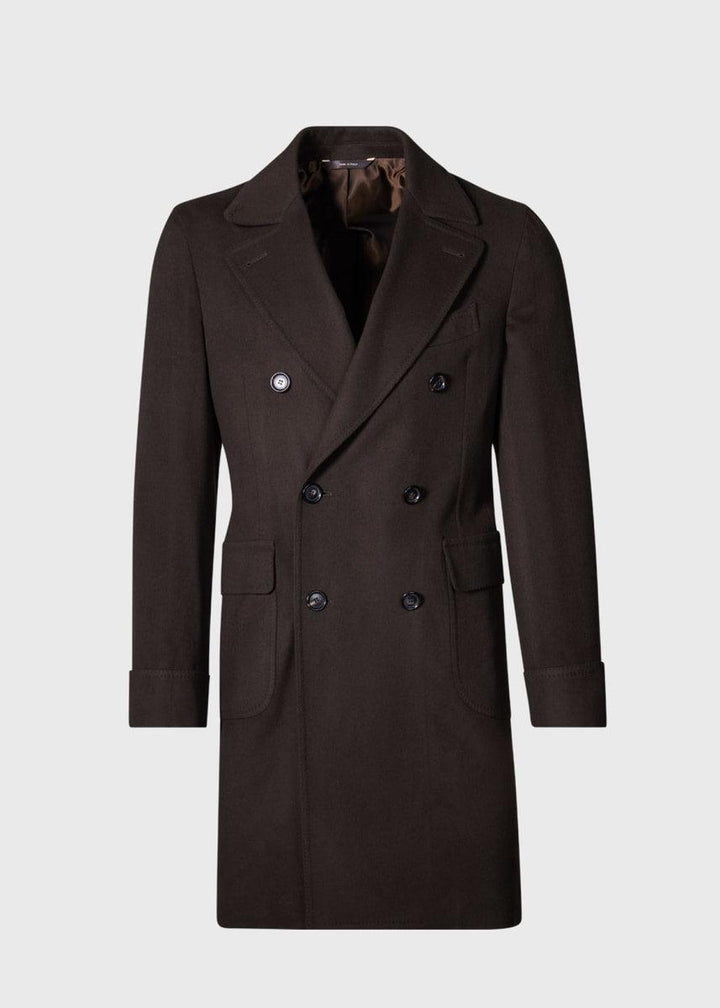 Wool & Cashmere Double Breasted Coat - Brown