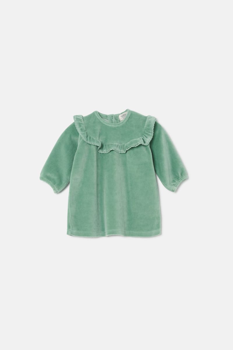 Velour Baby Dress - Green