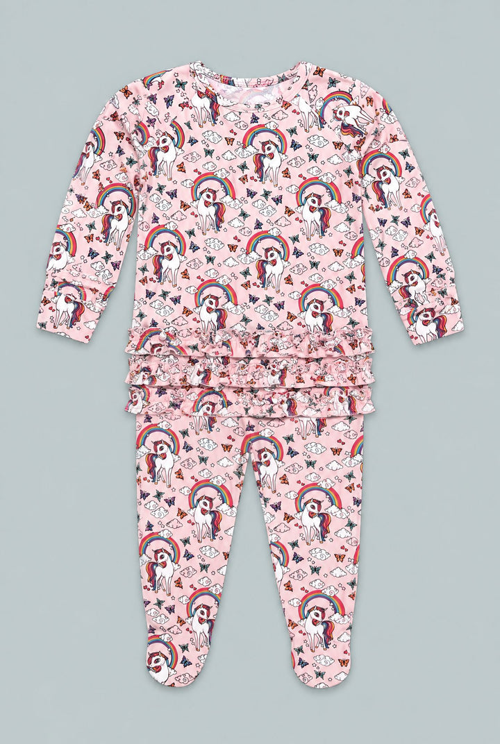 Ruffle Footie - Rainbow Bright