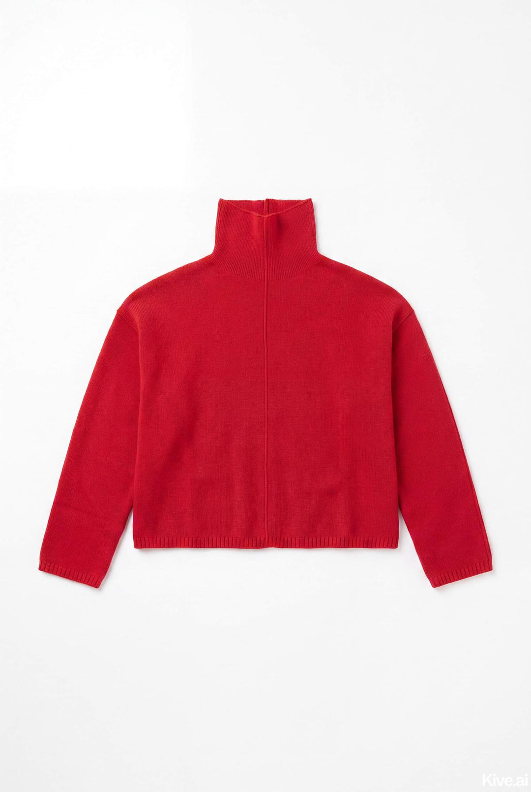 Turtleneck With Piping Details - Red