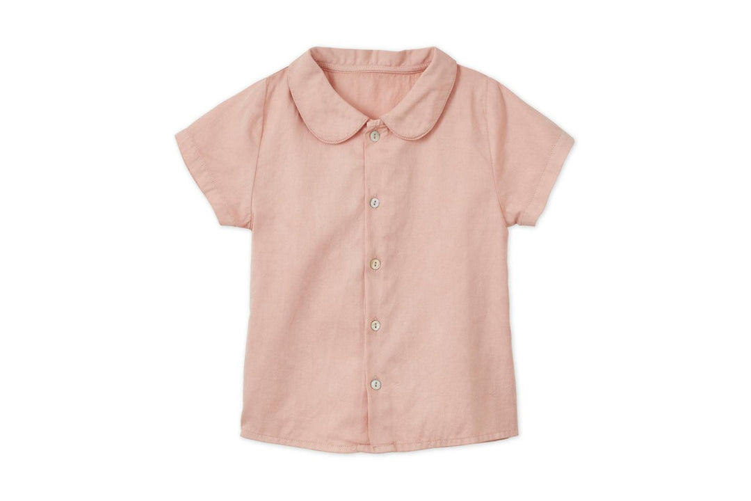 SS Organic Cotton Woven Peter Pan Collared Shirt - Pink Quartz