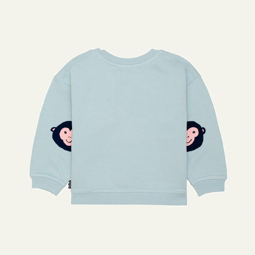 Recycled Cotton Monkey Baby Sweatshirt - Della Blue