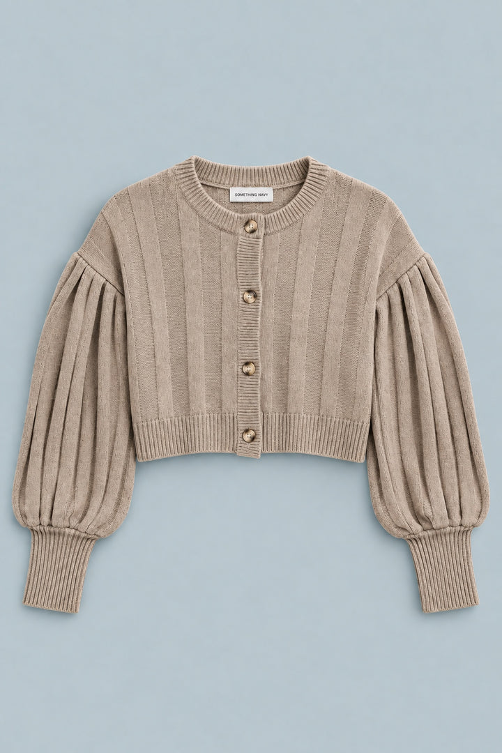 Cropped Cardigan - Tan
