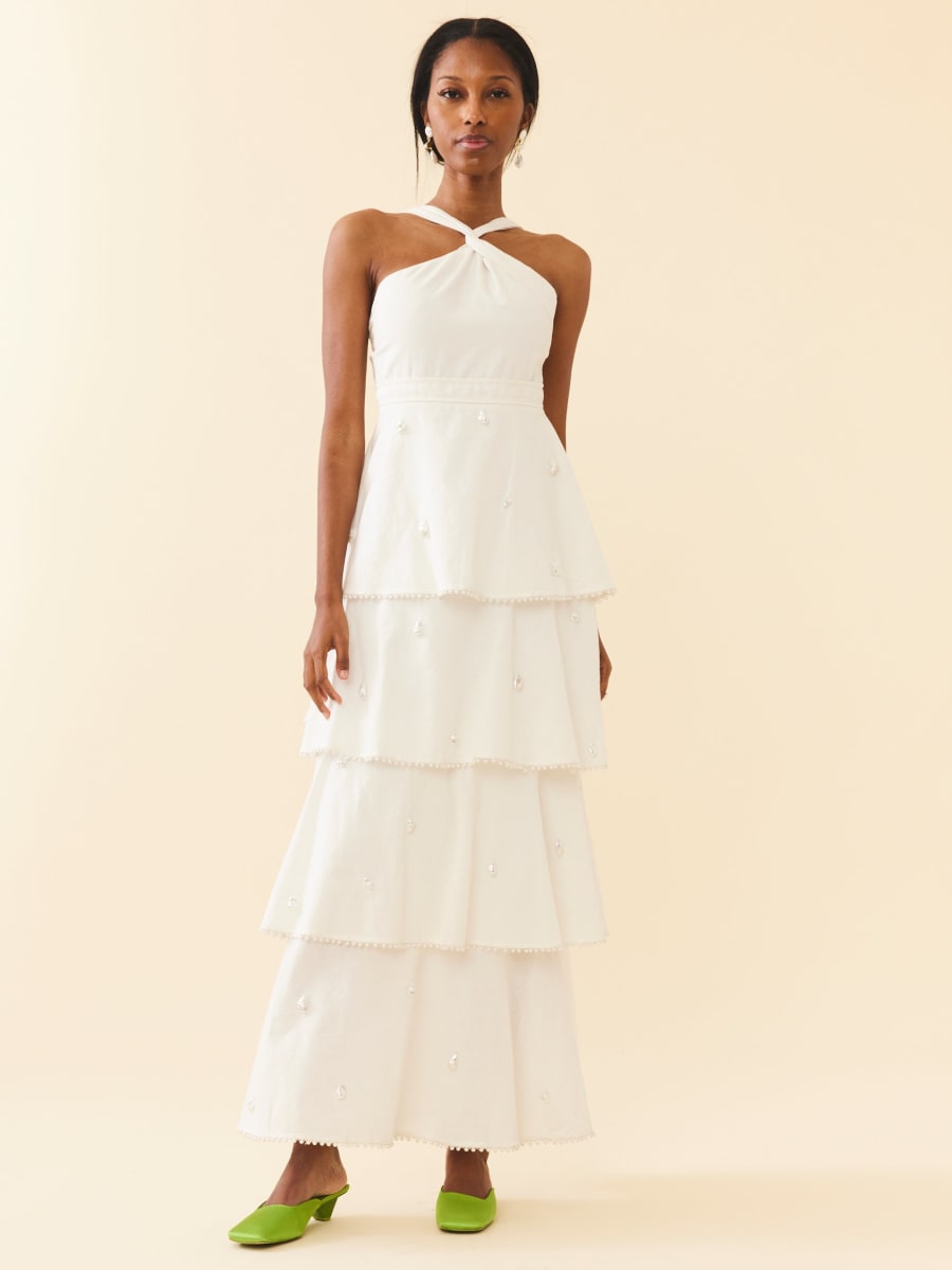 Emma Dress - Pearly White