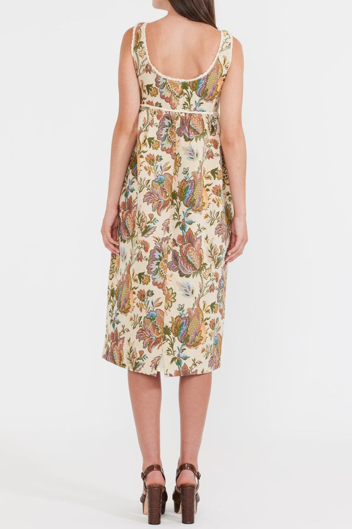 Emily Midi Dress - Rainbow Floral Jacquard