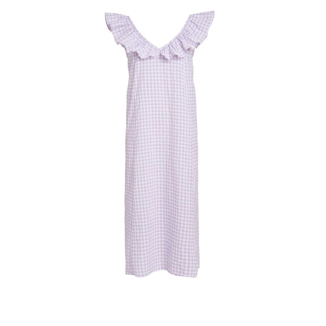 Erin Ruffle Midi Dress - Lavender Ginham